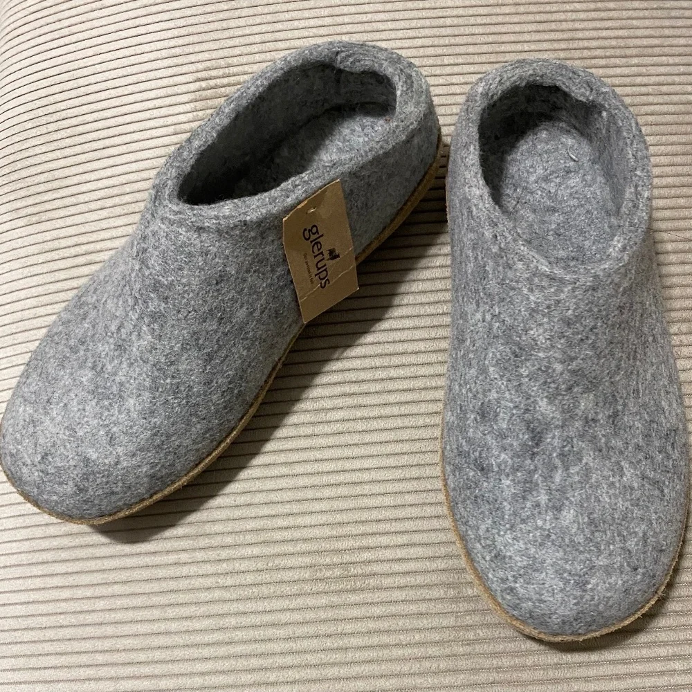 *Price Drop* Glerups Slippers- Grey wool w/leather sole Size 37 - Picture 2 of 4